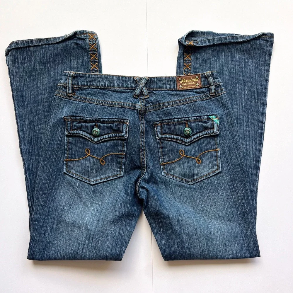 Luxurie Western Embellished Jeans with Turquoise Buttons